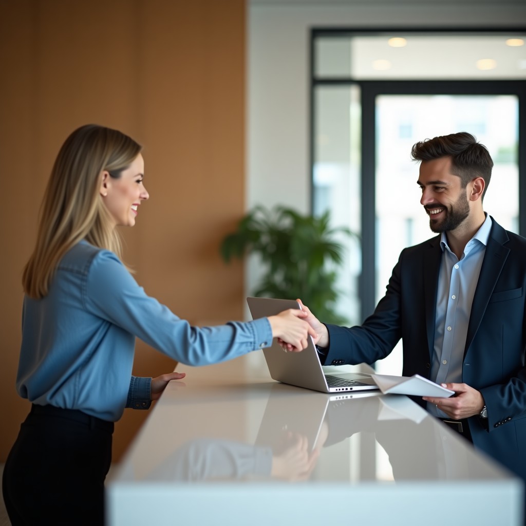 Handing over a MacBook for an instant buyback quote in Dubai